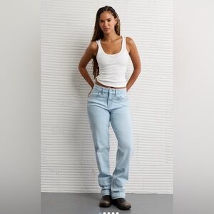 American Eagle Outfitters Light Blue Curvy Straight High Rise Jeans Size 2 Short